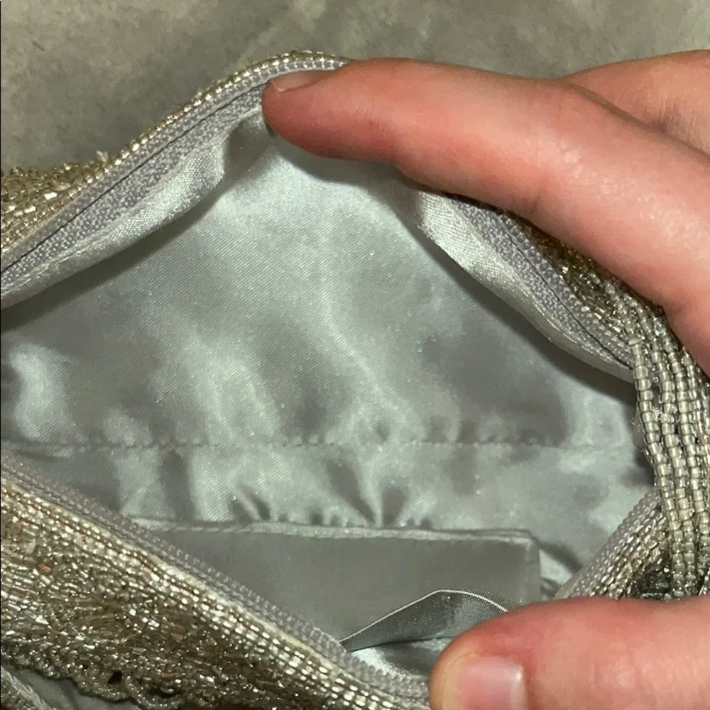 La Regale Silver Beaded Clutch - Picture 3 of 3